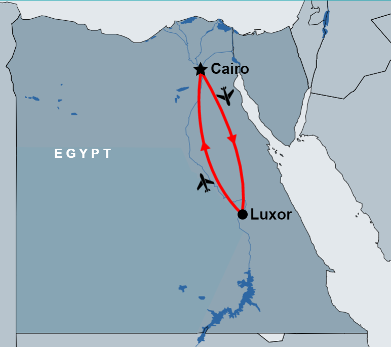 4 Day Cairo and Luxor Tour Package map 4 Day Cairo and Luxor Tour Package map